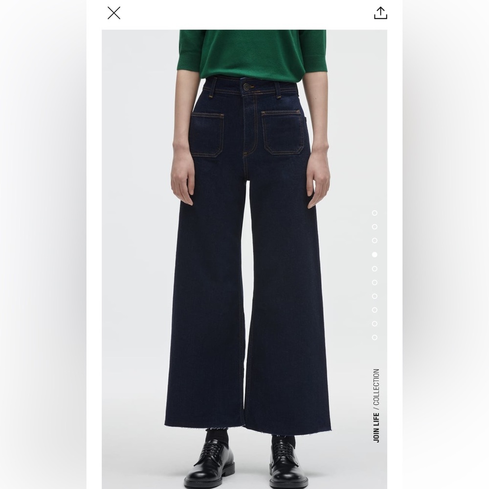 Zara Patch Pocket Marine Straight Jeans in Blue